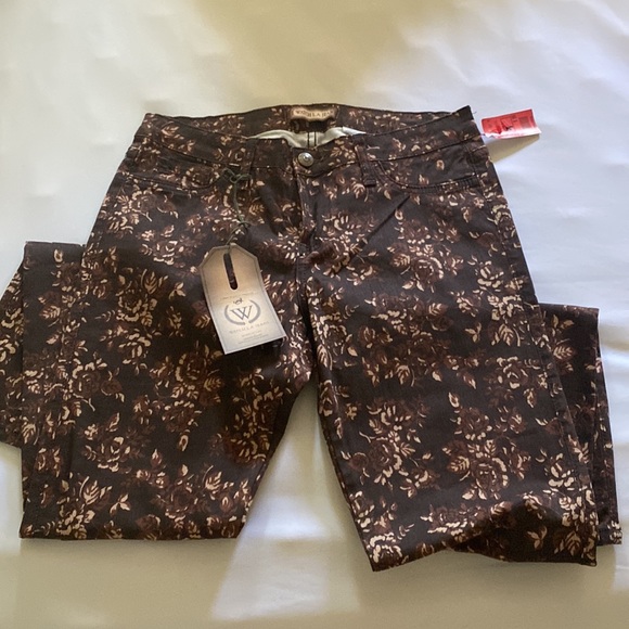 Brown Floral Jeans - Picture 3 of 3